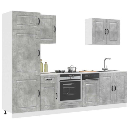 vidaXL 7 Piece Kitchen Cabinet Set Kalmar Concrete Grey Engineered Wood 3
