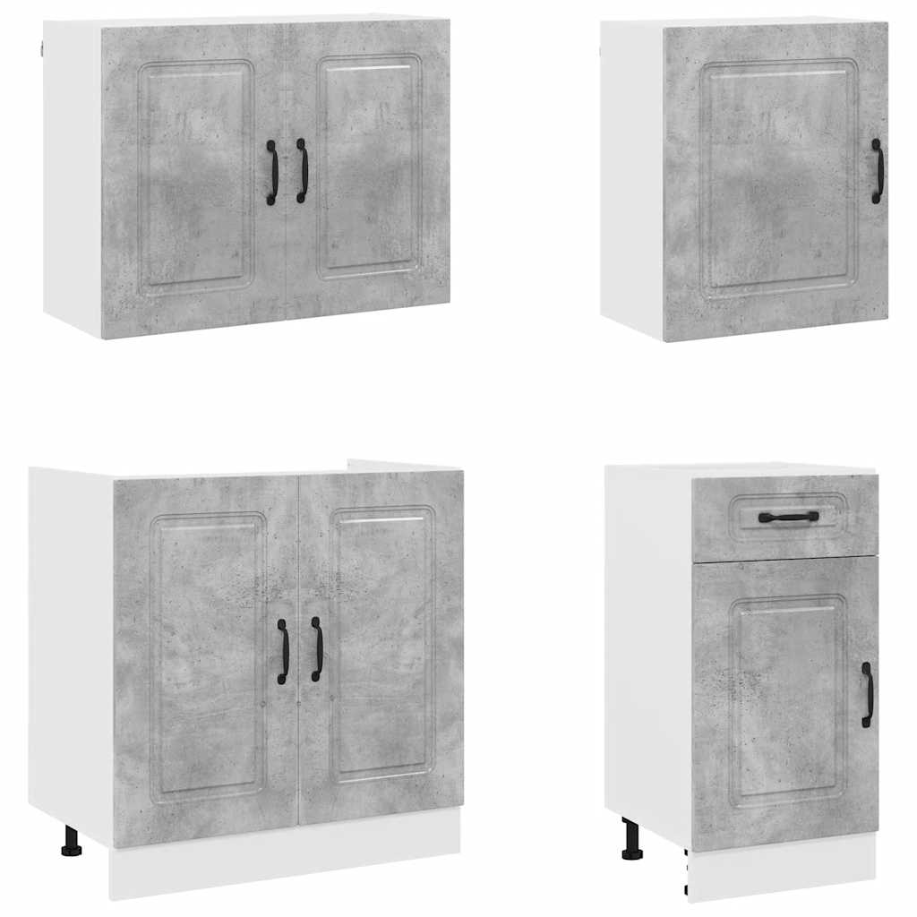 vidaXL 7 Piece Kitchen Cabinet Set Kalmar Concrete Grey Engineered Wood 4