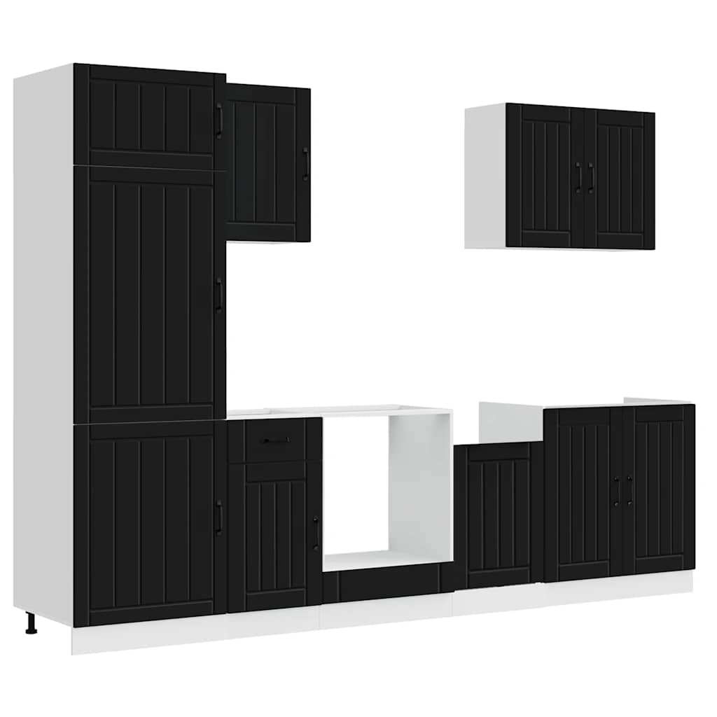 vidaXL 7 Piece Kitchen Cabinet Set "Lucca" Black Engineered Wood 2