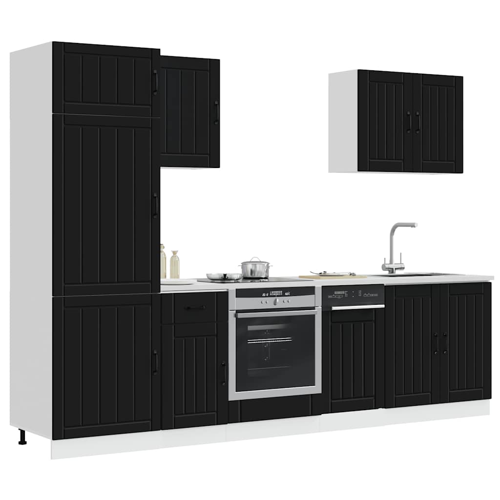 vidaXL 7 Piece Kitchen Cabinet Set "Lucca" Black Engineered Wood 3