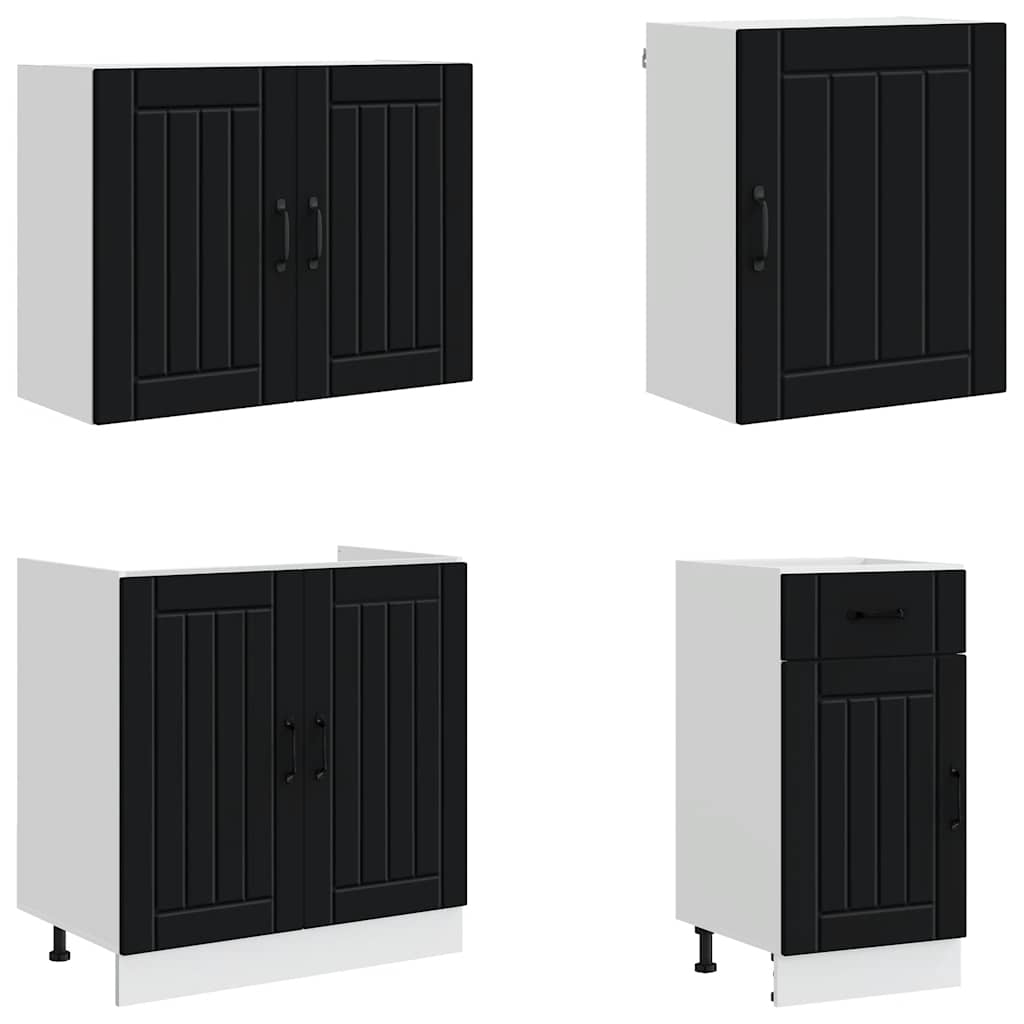 vidaXL 7 Piece Kitchen Cabinet Set "Lucca" Black Engineered Wood 4