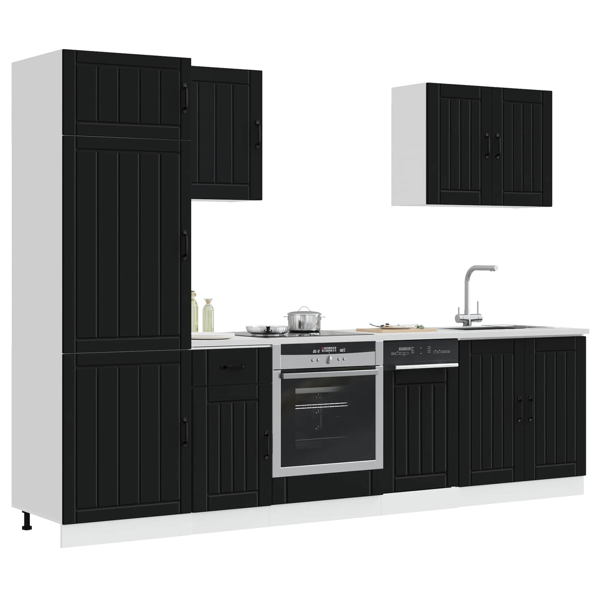 7 Piece Kitchen Cabinet Set "Lucca" Engineered Wood Black