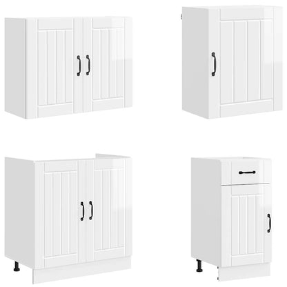 vidaXL 7 Piece Kitchen Cabinet Set "Lucca" High Gloss White Engineered Wood 4