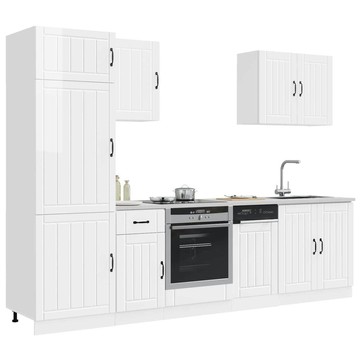 7 Piece Kitchen Cabinet Set "Lucca" Engineered Wood High gloss white