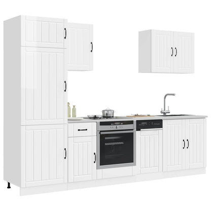 7 Piece Kitchen Cabinet Set "Lucca" Engineered Wood High gloss white