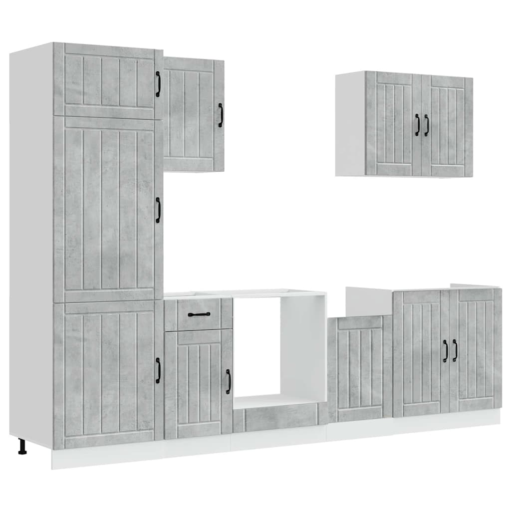 vidaXL 7 Piece Kitchen Cabinet Set "Lucca" Concrete Grey Engineered Wood 2