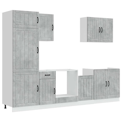 vidaXL 7 Piece Kitchen Cabinet Set "Lucca" Concrete Grey Engineered Wood 2