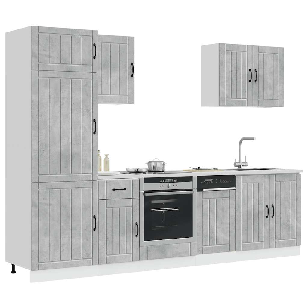 vidaXL 7 Piece Kitchen Cabinet Set "Lucca" Concrete Grey Engineered Wood 3