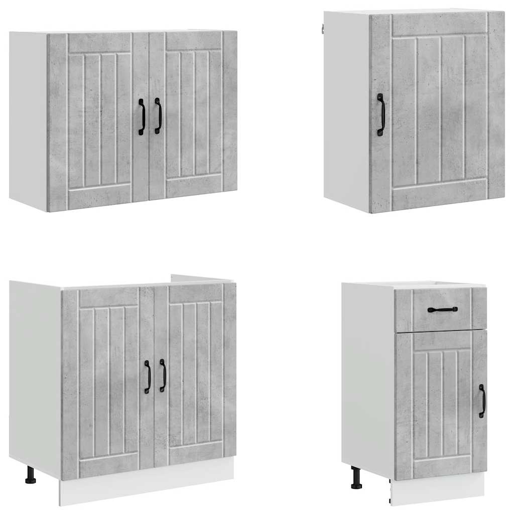 vidaXL 7 Piece Kitchen Cabinet Set "Lucca" Concrete Grey Engineered Wood 4