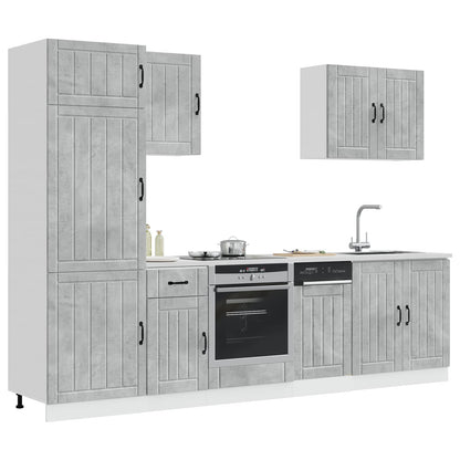 7 Piece Kitchen Cabinet Set "Lucca" Engineered Wood Concrete grey