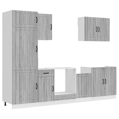 7 Piece Kitchen Cabinet Set "Lucca" Engineered Wood Grey sonoma