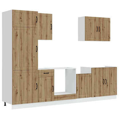 7 Piece Kitchen Cabinet Set "Lucca" Engineered Wood Artisan oak