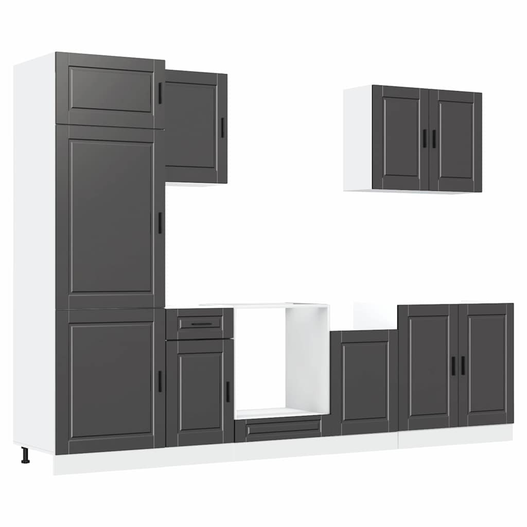 vidaXL 7 Piece Kitchen Cabinet Set "Porto" Black Engineered Wood 2