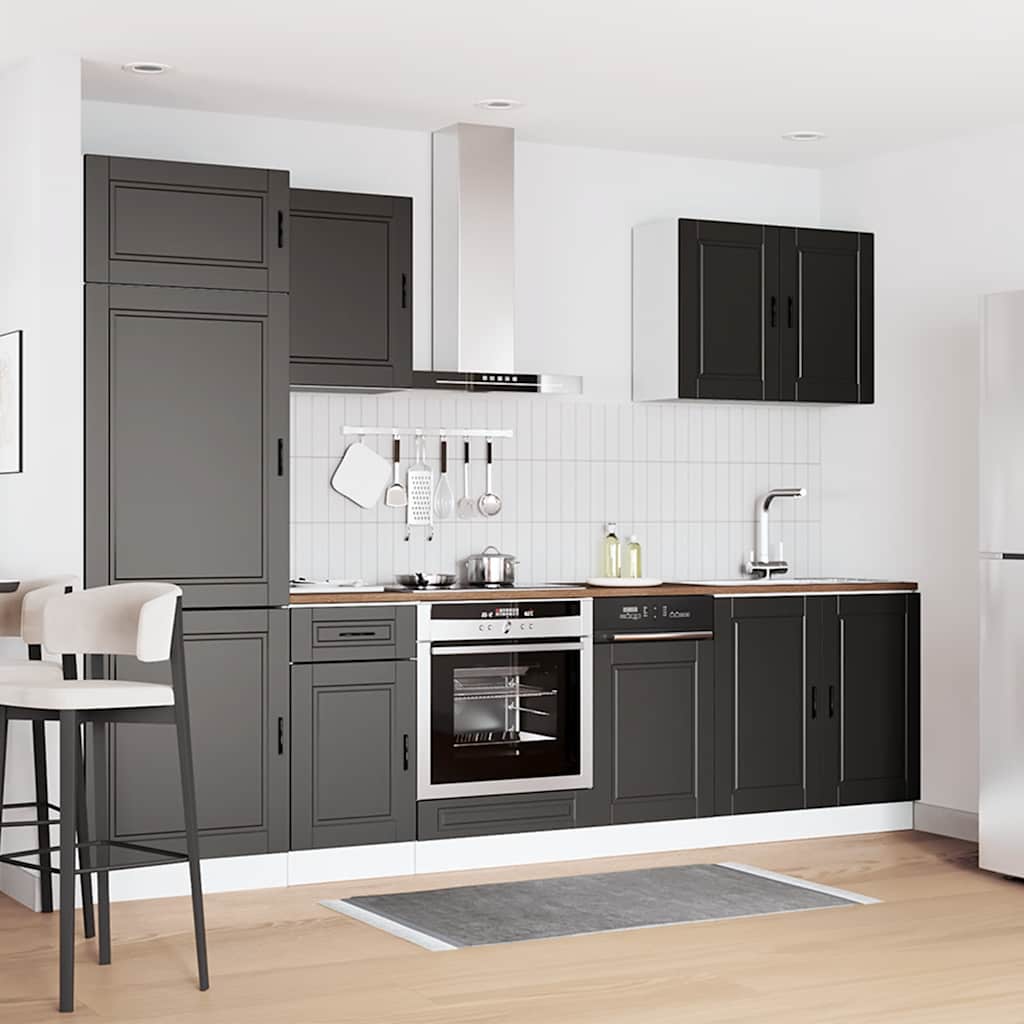 vidaXL 7 Piece Kitchen Cabinet Set "Porto" Black Engineered Wood 3