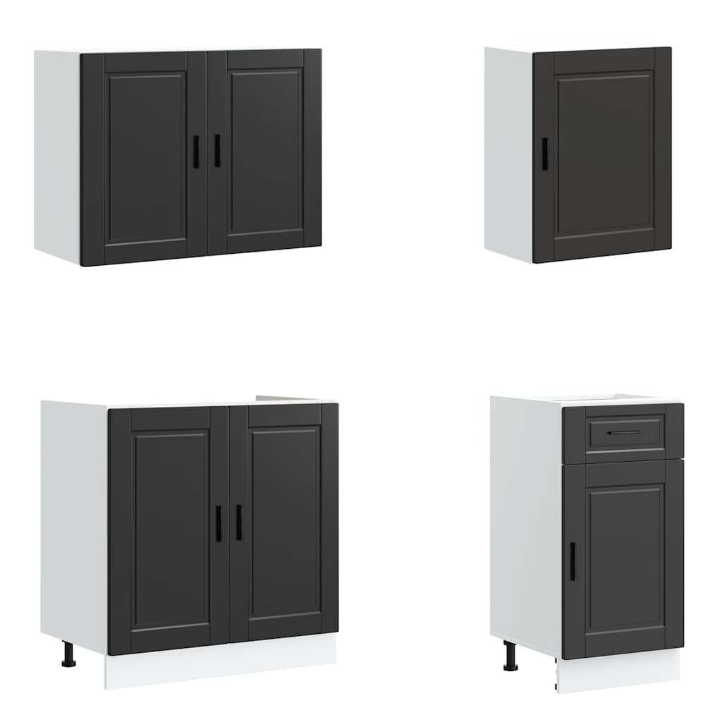 vidaXL 7 Piece Kitchen Cabinet Set "Porto" Black Engineered Wood 4