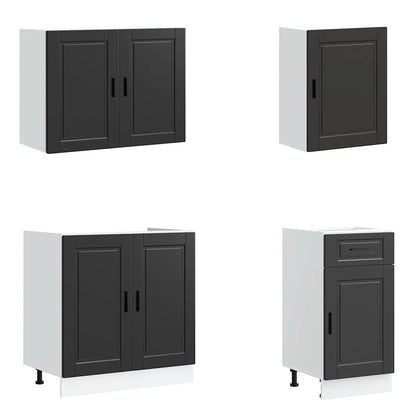 vidaXL 7 Piece Kitchen Cabinet Set "Porto" Black Engineered Wood 4
