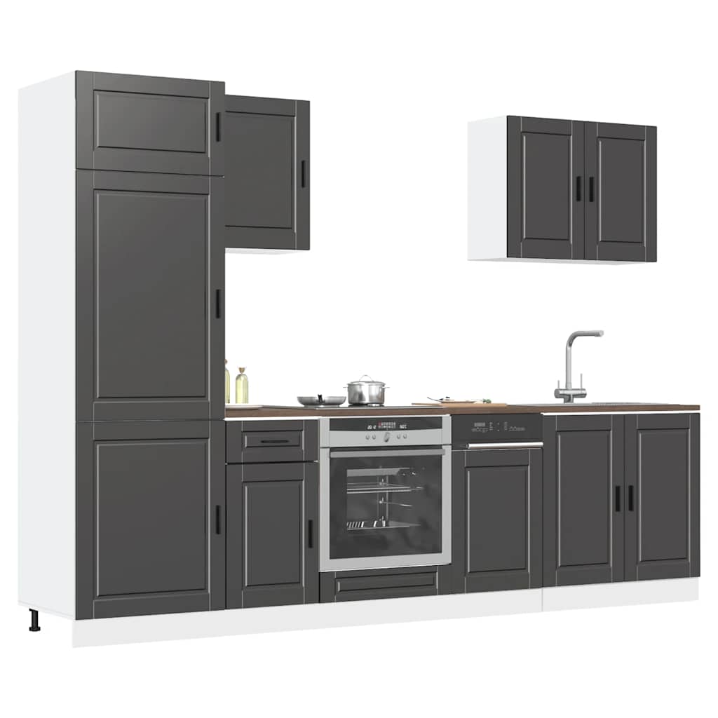 vidaXL 7 Piece Kitchen Cabinet Set "Porto" Black Engineered Wood 1
