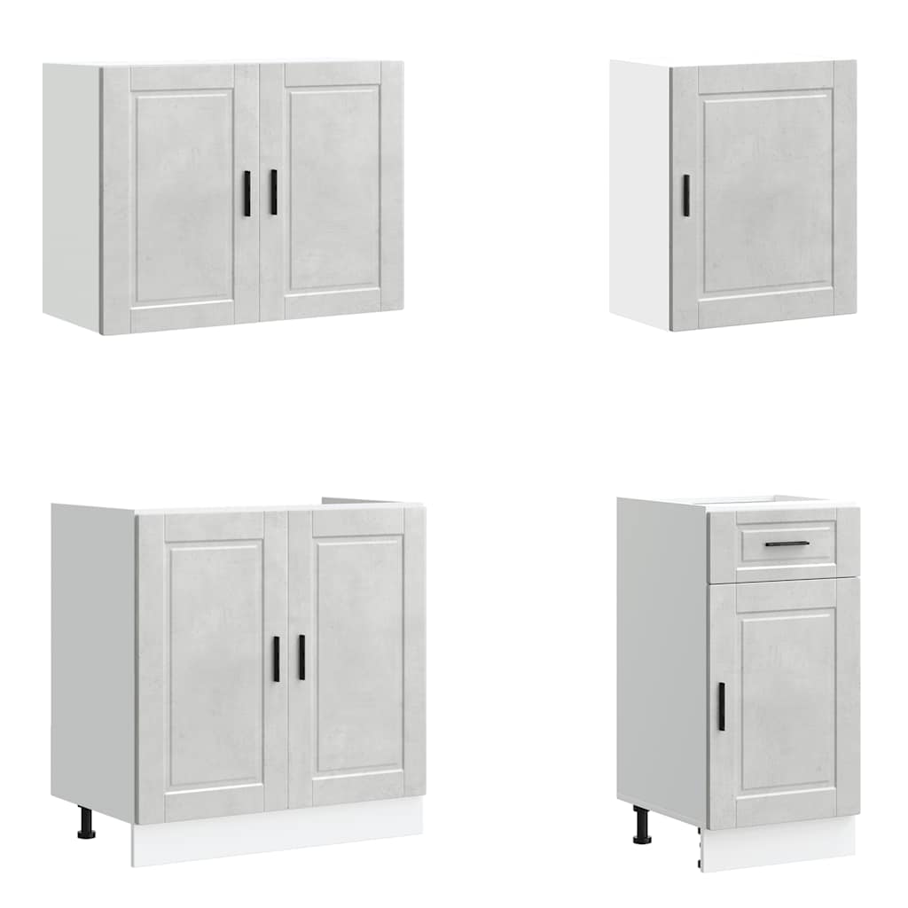 vidaXL 7 Piece Kitchen Cabinet Set "Porto" Concrete Grey Engineered Wood 4
