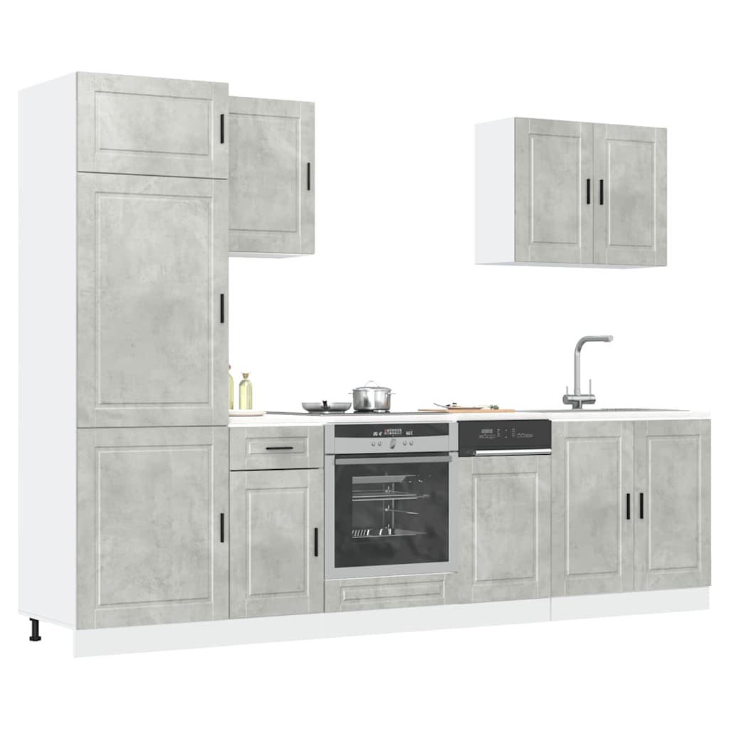 vidaXL 7 Piece Kitchen Cabinet Set "Porto" Concrete Grey Engineered Wood 1