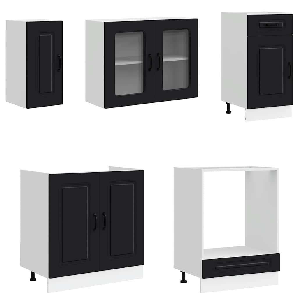 vidaXL 8 Piece Kitchen Cabinet Set "Kalmar" Black Engineered Wood 4