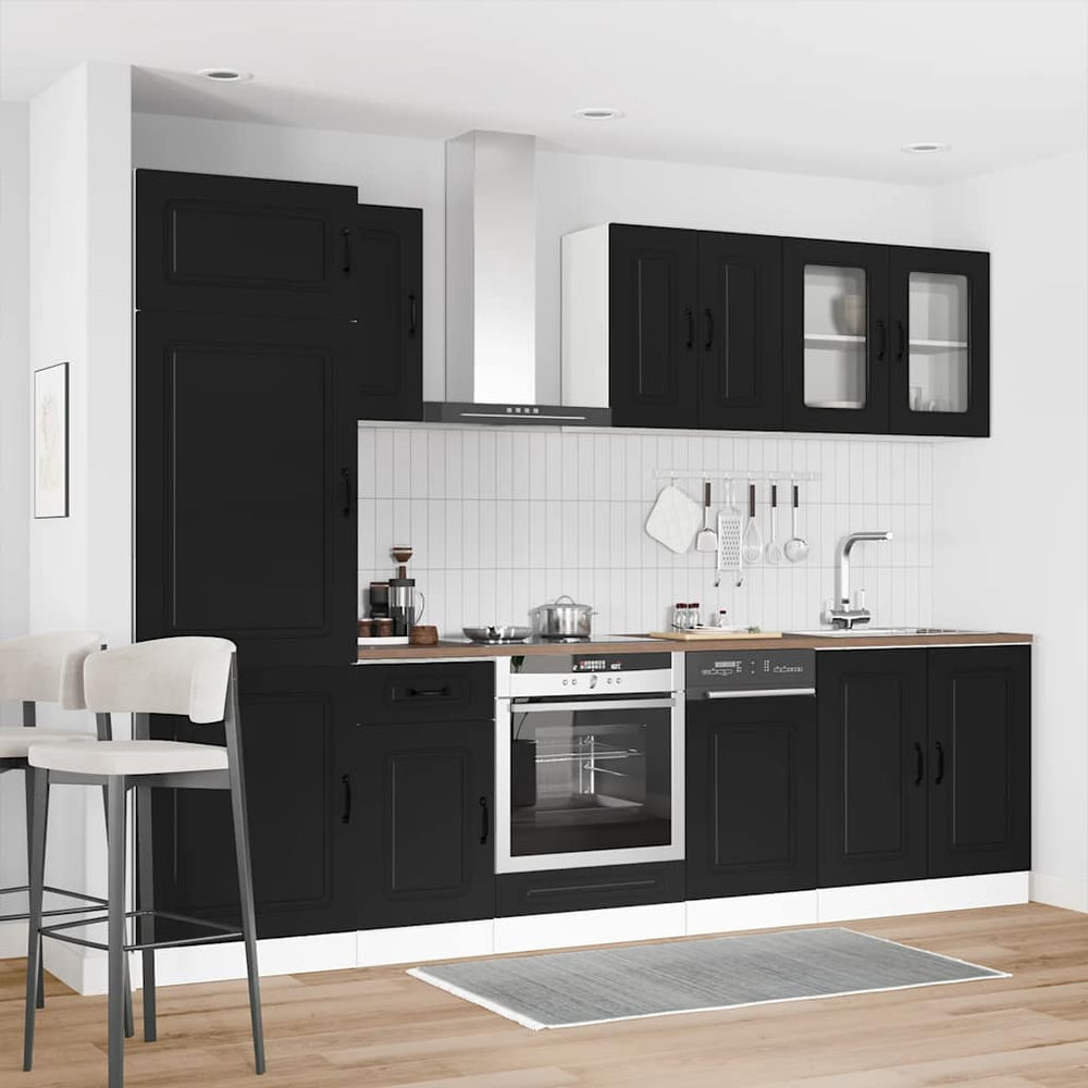 vidaXL 8 Piece Kitchen Cabinet Set "Kalmar" Black Engineered Wood