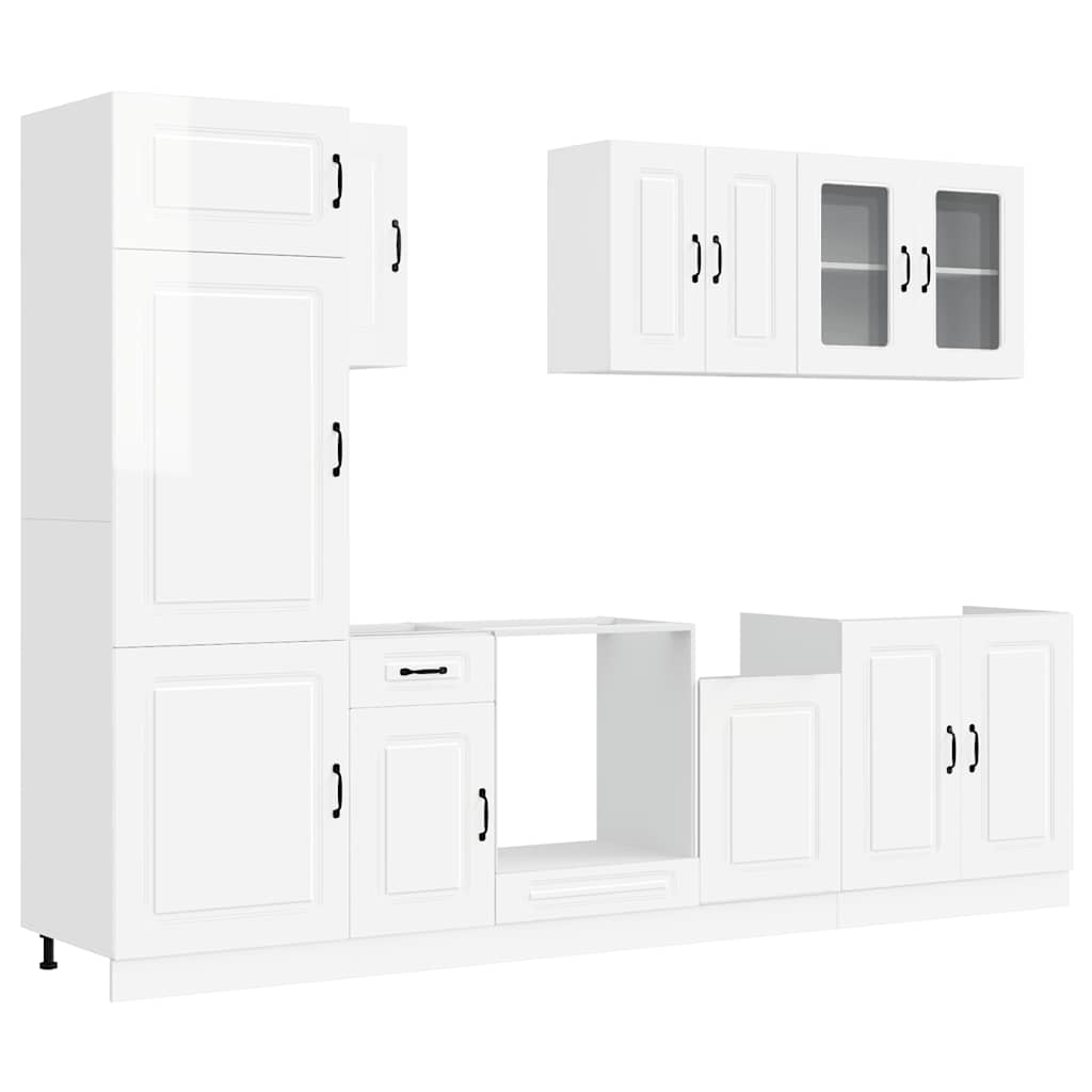 vidaXL 8 Piece Kitchen Cabinet Set "Kalmar" High Gloss White 2