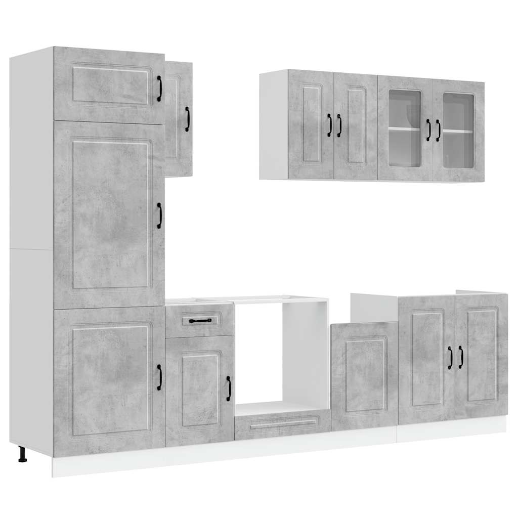vidaXL 8 Piece Kitchen Cabinet Set "Kalmar" Concrete Grey Engineered Wood 2