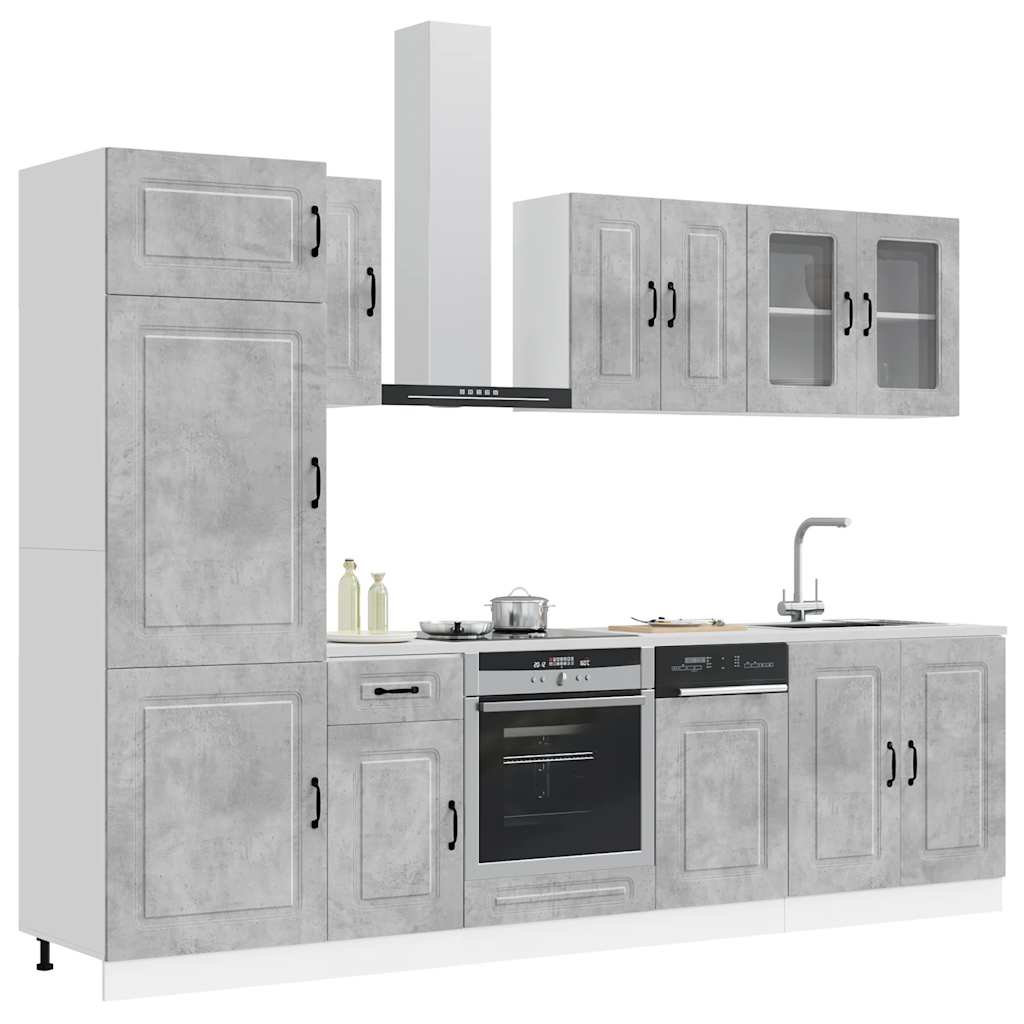 vidaXL 8 Piece Kitchen Cabinet Set "Kalmar" Concrete Grey Engineered Wood 3