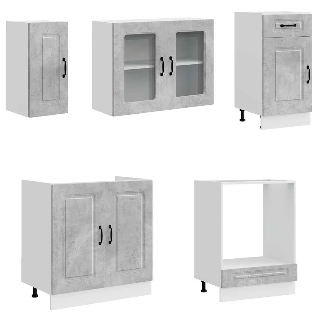 vidaXL 8 Piece Kitchen Cabinet Set "Kalmar" Concrete Grey Engineered Wood 4