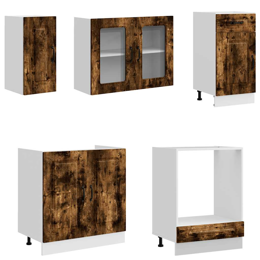 vidaXL 8 Piece Kitchen Cabinet Set "Kalmar" Smoked Oak Engineered Wood 4