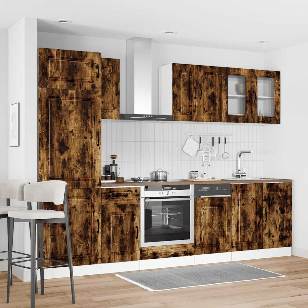 vidaXL 8 Piece Kitchen Cabinet Set "Kalmar" Smoked Oak Engineered Wood
