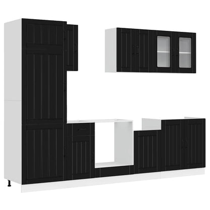 8 Piece Kitchen Cabinet Set "Lucca" Engineered Wood Black