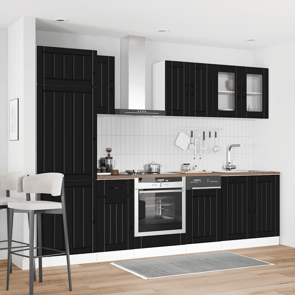 8 Piece Kitchen Cabinet Set "Lucca" Engineered Wood Black