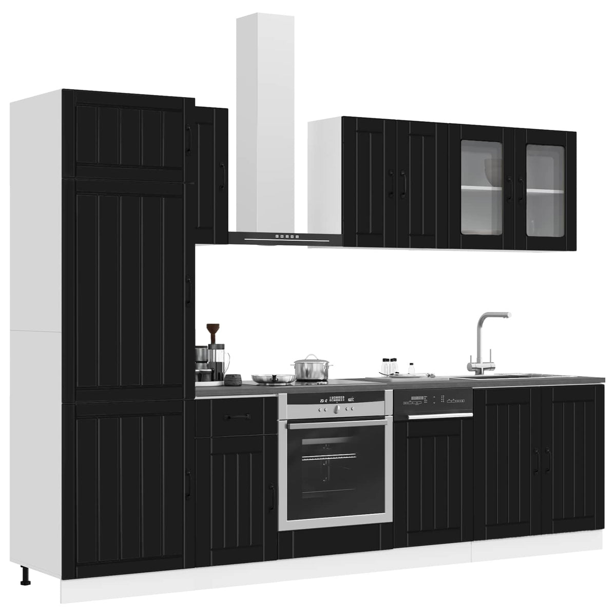 8 Piece Kitchen Cabinet Set "Lucca" Engineered Wood Black