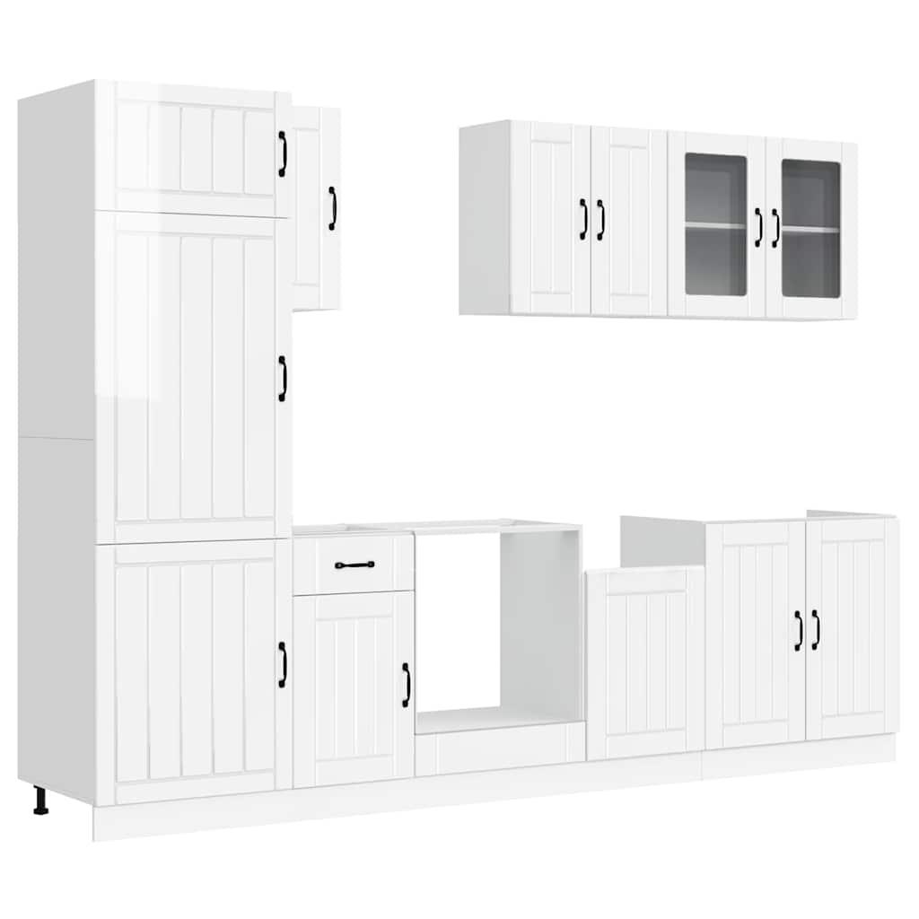 vidaXL 8 Piece Kitchen Cabinet Set "Lucca" High Gloss White Engineered Wood 2