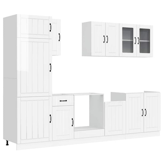 vidaXL 8 Piece Kitchen Cabinet Set "Lucca" High Gloss White Engineered Wood 2