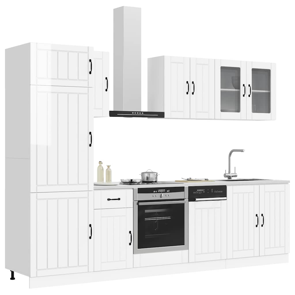vidaXL 8 Piece Kitchen Cabinet Set "Lucca" High Gloss White Engineered Wood 3