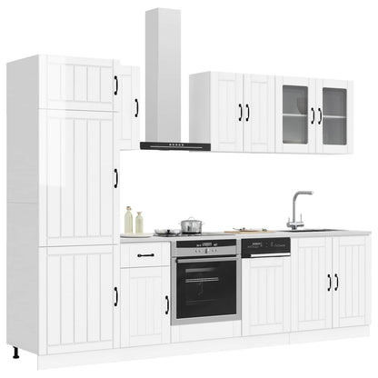8 Piece Kitchen Cabinet Set "Lucca" Engineered Wood High gloss white