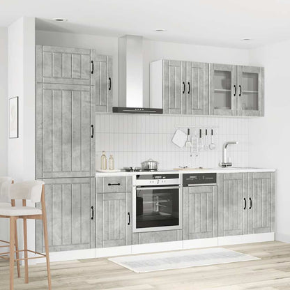 8 Piece Kitchen Cabinet Set "Lucca" Engineered Wood Concrete grey