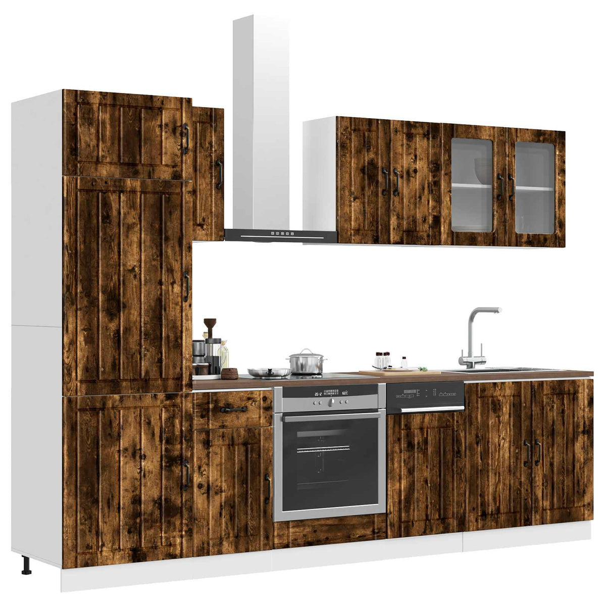 8 Piece Kitchen Cabinet Set "Lucca" Engineered Wood Smoked oak