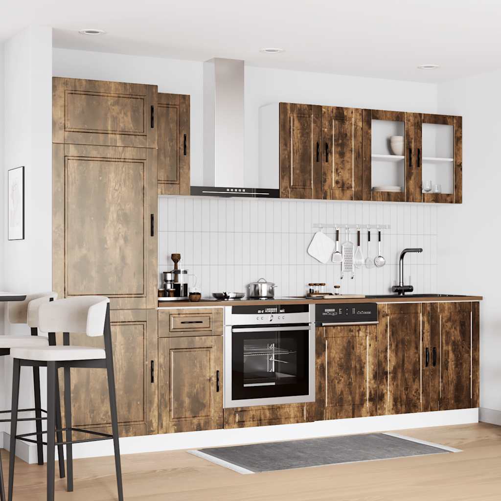 vidaXL 8 Piece Kitchen Cabinet Set "Porto" Smoked Oak Engineered Wood 3