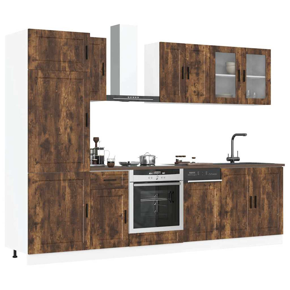 vidaXL 8 Piece Kitchen Cabinet Set "Porto" Smoked Oak Engineered Wood