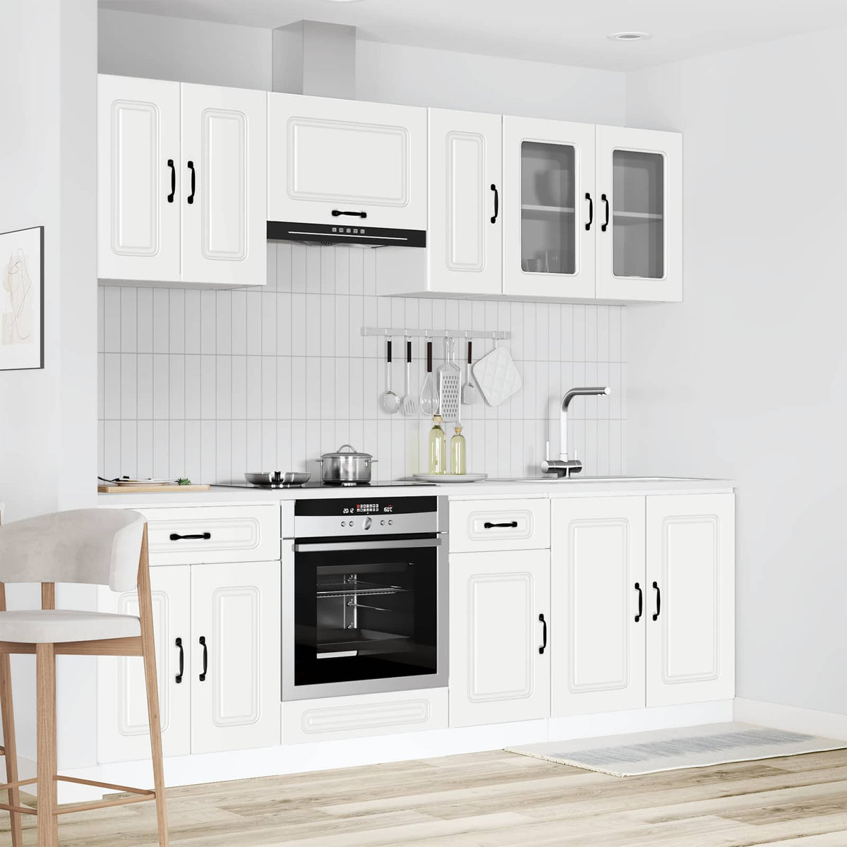 8 Piece Kitchen Cabinet Set "Kalmar" Engineered Wood White