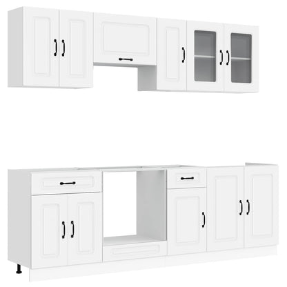 8 Piece Kitchen Cabinet Set "Kalmar" Engineered Wood White
