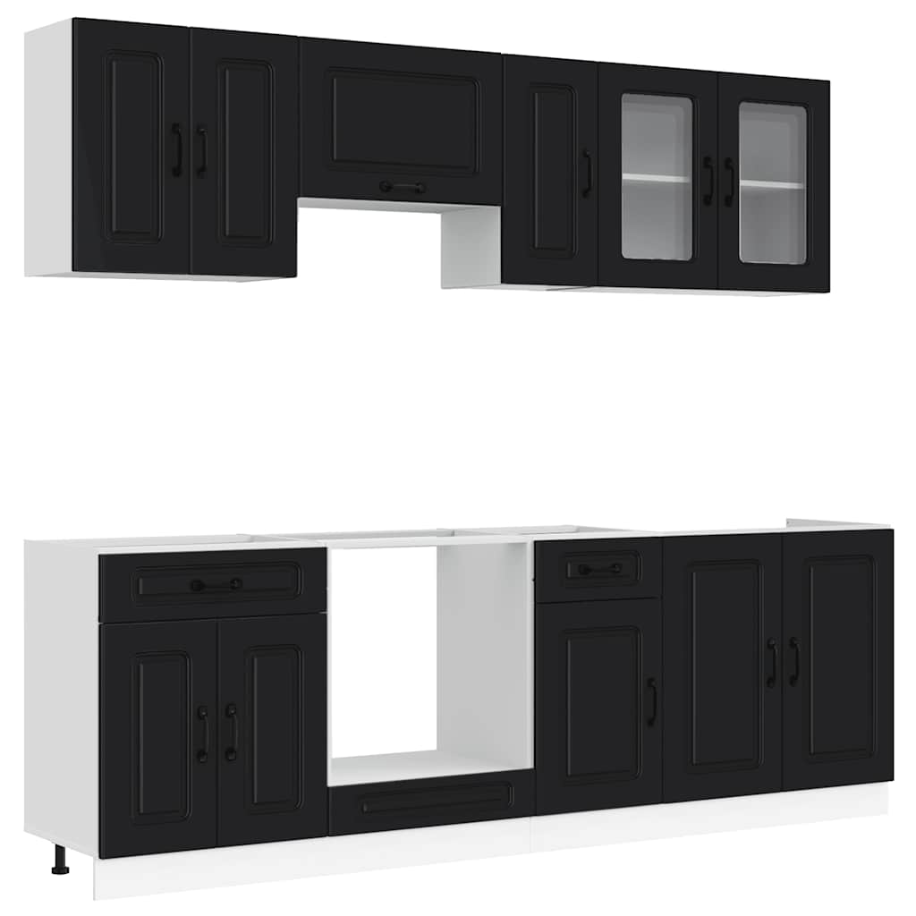 vidaXL 8 Piece Kitchen Cabinet Set "Kalmar" Black Engineered Wood 2
