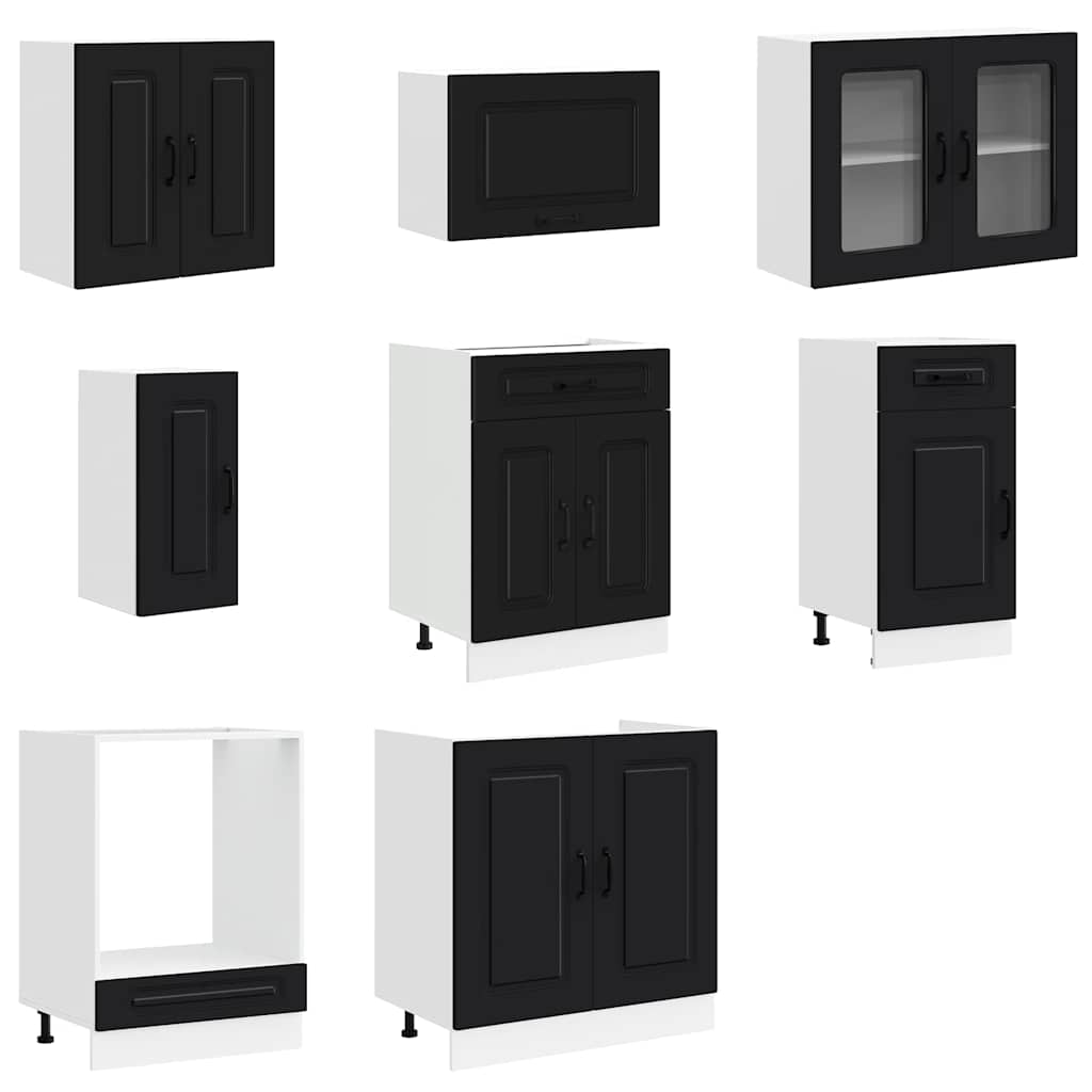 vidaXL 8 Piece Kitchen Cabinet Set "Kalmar" Black Engineered Wood 4