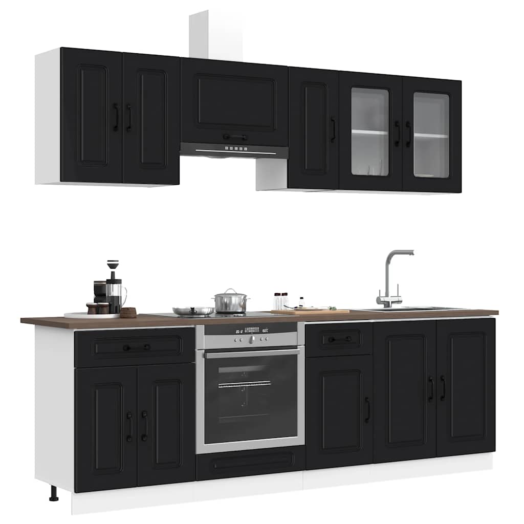vidaXL 8 Piece Kitchen Cabinet Set "Kalmar" Black Engineered Wood 1