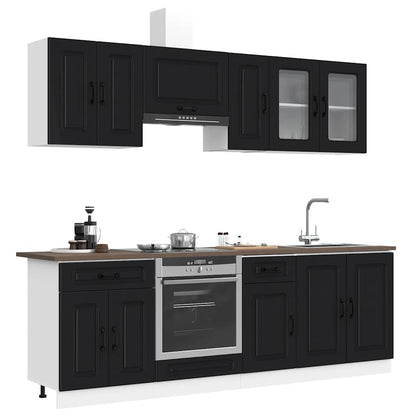 8 Piece Kitchen Cabinet Set "Kalmar" Engineered Wood Black