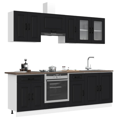 8 Piece Kitchen Cabinet Set "Kalmar" Engineered Wood Black