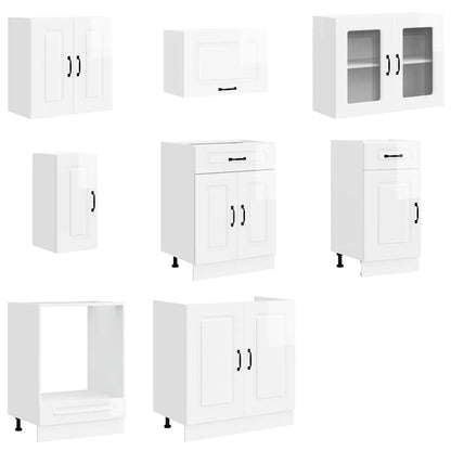 vidaXL 8 Piece Kitchen Cabinet Set "Kalmar" High Gloss White Engineered Wood 4